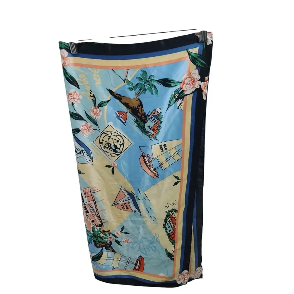 Old Navy Small Square Scarf Floral Tropical Print Neck Tie Lightweight Retro